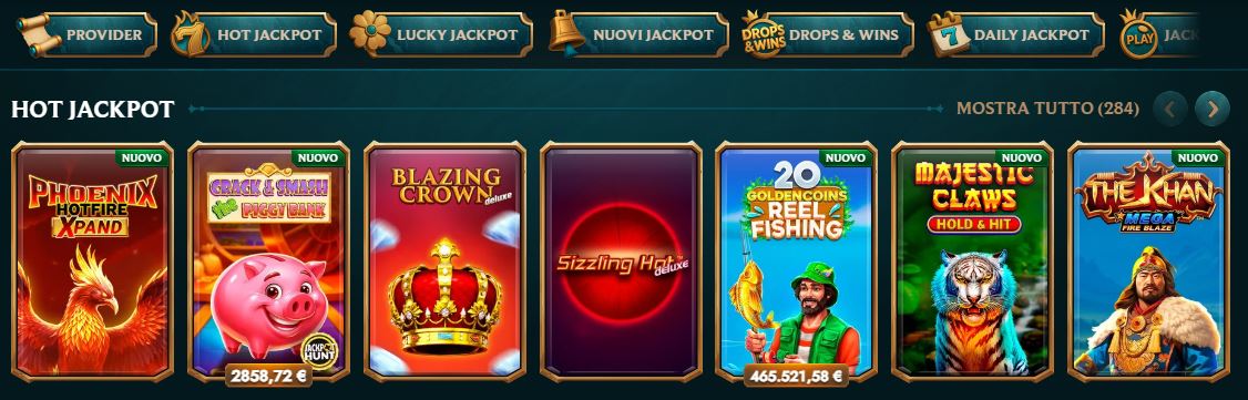 Vinci jackpot progressivi con centinaia di slot