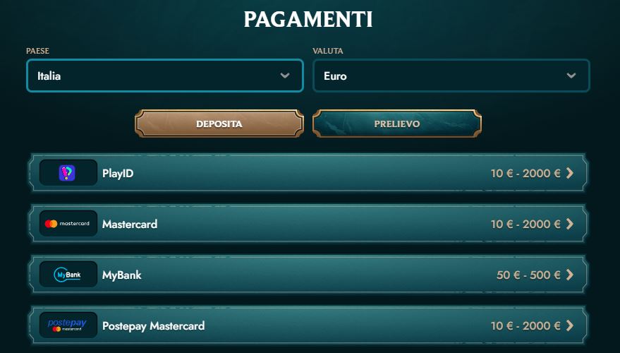 Effettua depositi rapidi con Postepay e Mastercard